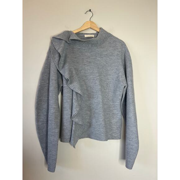 NEW Ulla Johnson Corinna Ruffled Pullover Sweater Sleeves Grey Size: Extra Large - Picture 2 of 7